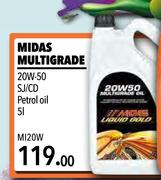 Midas Multigrade 20W-50 SJ/CD 5Ltr Petrol Oil M120W