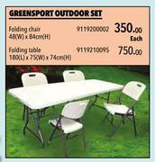 Greensport Outdoor Set Folding Chair 48 W x 84cm H-Each