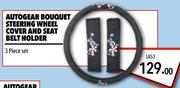 Autogear Bouquet Steering Wheel Cover And Seat Belt Holder 3 Piece Set LA53
