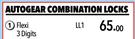 Autogear Combination Locks Flexi 3 Digits LL1