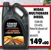 Midas Multigrade Diesel 15W-40 CH-4/SL Petrol & Diesel Oil MI40TD-5Ltr