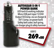 Autogear 5 In 1 Power Bank USB12