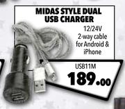 Midas Style Dual USB Charger USB11M