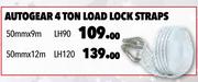 Autogear 4 Ton Load Lock Straps (50mm x 12m) LH120
