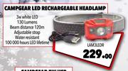Campgear LED Rechargeable Headlamp LAM3LEDR