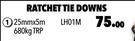 Midas Ratchet Tie Downs 25mm x 5m 680kg TRP LH01M