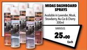 Midas Dashboard Sprays Various-300ml Each