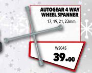 Autogear 4 Way Wheel Spanner 17, 19, 21, 23mm WS04S