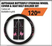 Autogear 3 Piece Butterfly Steering Wheel Cover & Seat Belt Holder Set LA73