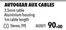 Autogear Aux Cables 3.5mm Cable Aluminium Housing 1m Cable Length Stereo, TPE AUX01