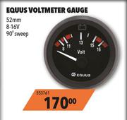 Equus Voltmeter Gauge 52mm 8-16V 90° Sweep 553761