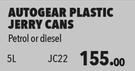 Autogear 5Ltr Plastic Jerry Cans Petrol Or Diesel JC22