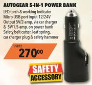 Autogear 5 In 1 Power Bank USB12