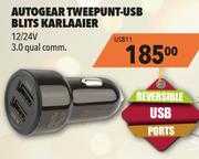 Autogear Tweepunt USB Blits Karlaaier 12/24V USB11