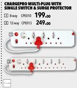 Chargepro Multi-Plug With Single Switch & Surge Protector 8-Way CPE010