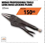Midas Professional Tools Long Nose Locking Pliers 225mm PV225M