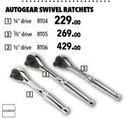 Autogear Swivel Ratchets 1/4" Drive RT04