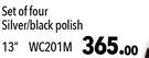 Midas Style Wheel Covers (Silver)/Black Polish 13" WC201M