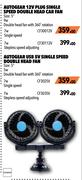 Autogear 12V 7W Plug Single Speed Double Head Car Fan CF30012V