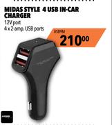 Midas Style 4 USB In Car Charger USB9M