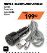 Midas Style Dual USB Charger USB11M