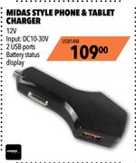 Midas Style Phone & Tablet Charger USB14M