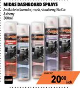 Midas Dashboard Sprays VARIOUS-300ml Each