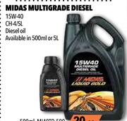 Midas Multigrade 15W-40 CH 4/SL Diesel Oil-500ml