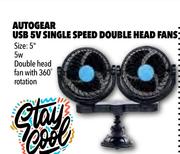 Autogear USB 5V 7W Stepless Speed Adjusting Double Head Fans 5" With 360 Degree Rotation CF3035V