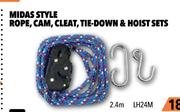 Midas Style Rope, Cam, Cleat, Tie-Down & Hoist Sets 3m LH25M