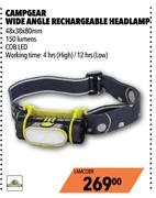 Campgear Wide Angle Rechargeable Headlamp LAMCOBR-48 x 38 x 80mm