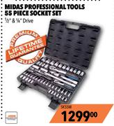 Midas Professional Tools 55 Piece Socket Set (1/2" & 1/4" Drive) SK55M