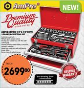 Ampro 82 Piece 1/4" & 1/2" Drive 2 Drawer Chest Tool Set T47138
