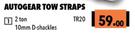Autogear Tow Straps 2 Ton 10mm D-Shackles TR20
