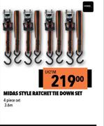 Midas Style Ratchet Tie Down Set 3.6m LH21M