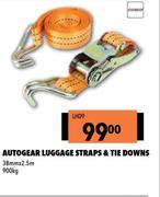 Autogear Luggage Straps & Tie Downs (38mm x 2.5m) LH09-900Kg