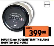 Equus 52mm Hourmeter With Flange Mount (0-100) Hours 656690