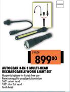 Autogear 3 In 1 Multi Head Rechargeable Work Light Set L-WL08