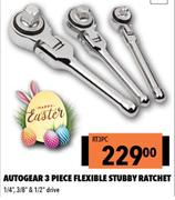 Autogear 3 Piece Flexible Stubby Ratchet RT3PC
