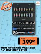 Midas Professional Tools 37 Piece 1/4" Drive Socket & Bit Set SK37M