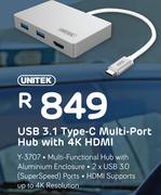 Unitek USB 3.1 Type-C Multi-Port Hub With 4K HDMI Y3707