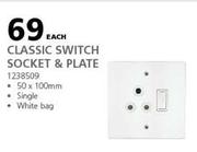 Crabtree Classic Switch Socket & Plate (Double)