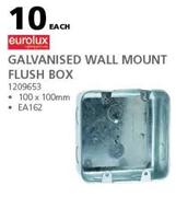 Eurolux Galvanised Wall Mount Flush Box 100x100mm EA162-Each