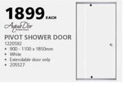 Pivot Shower Door-900-1100 x 1850mm Each
