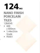 Nano Finish Porcelain Tiles 600 x 600mm-Per Sqm