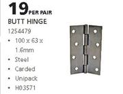 Butt Hinge-100 x 63 x 1.6mm 
