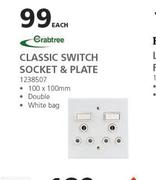Crabtree Classic Single Switch Socket & Plate 1238507-Each