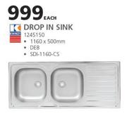 Kwikot Drop In Sink-1160 x 500mm