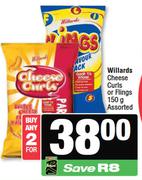 Willards Cheese Curls Or Flings Assorted-For 2 x 150g
