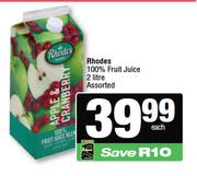 Rhodes 100% Fruit Juice Assorted-2L Each